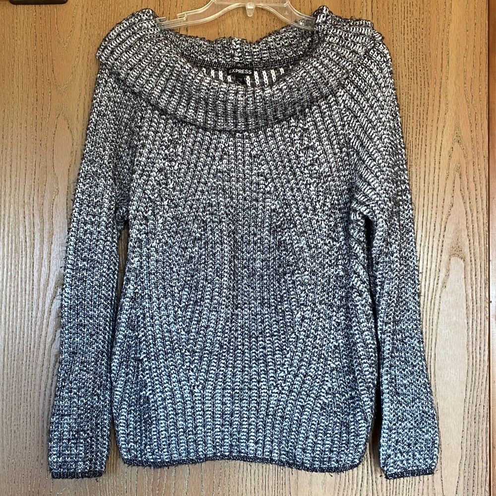 Express Chunky Knit Black & White Sweater
